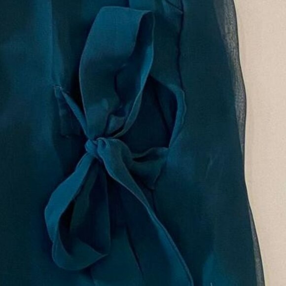 Black Tape - Sleeveless Top, Side Tie at Front, Jewel Green, Flowy Lace - Size S - Picture 6 of 7